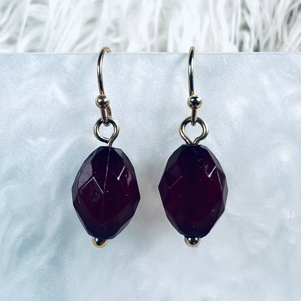 Pretty Ruby Red Costume Dangle Pierced Earrings - image 6